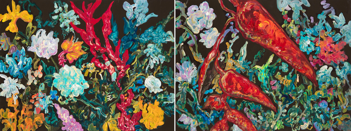 ill flower 121x46cm Gouache, Acrylic on Canvas 2017
