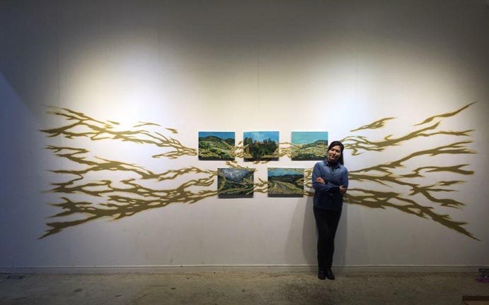 끝나지 않은 길 iii, 가변크기, Gouache, Acrylic on Canvas, Wall painting 2018